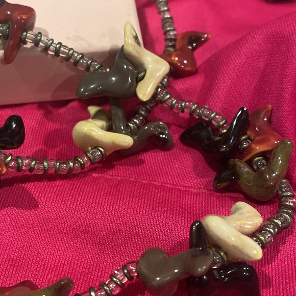 Vintage Bird Fetish Necklace. Birds Are Cold. Glass,Ceramic Etc. - Picture 10 of 11